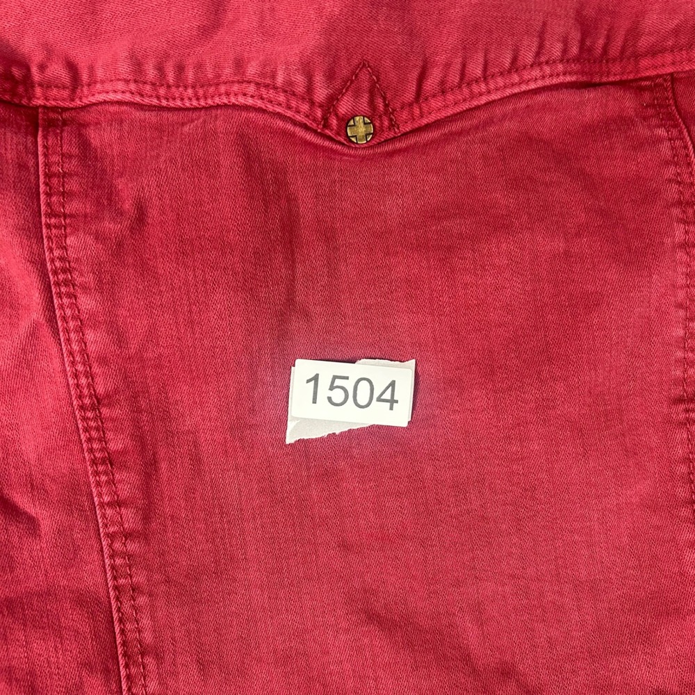 Liverpool Denim Jacket Womens Small Red Button Front Stretch Trucker Coat - Picture 8 of 8